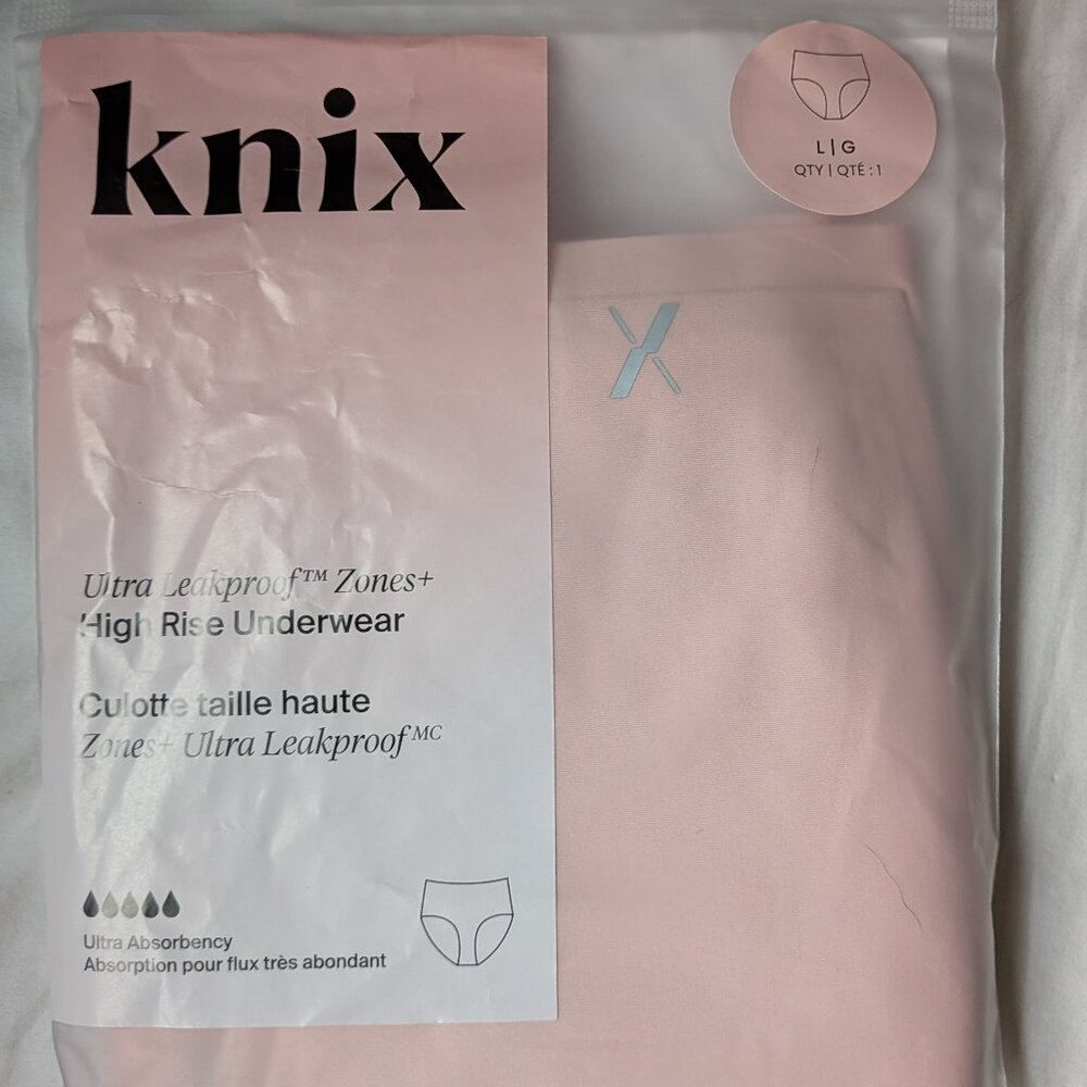 knix Leakproof High-Rise Period Underwear - NWT Large + Rose Water